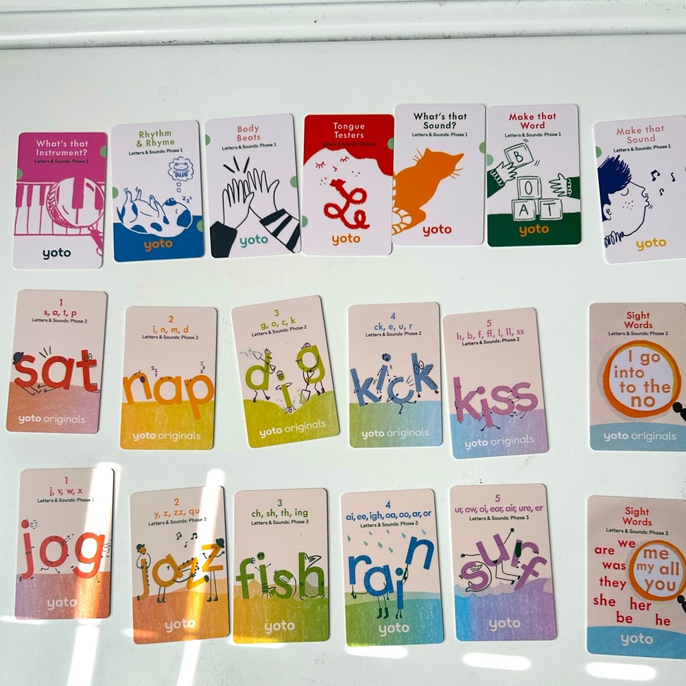 Yoto Phonics 1,2,& 3 cards